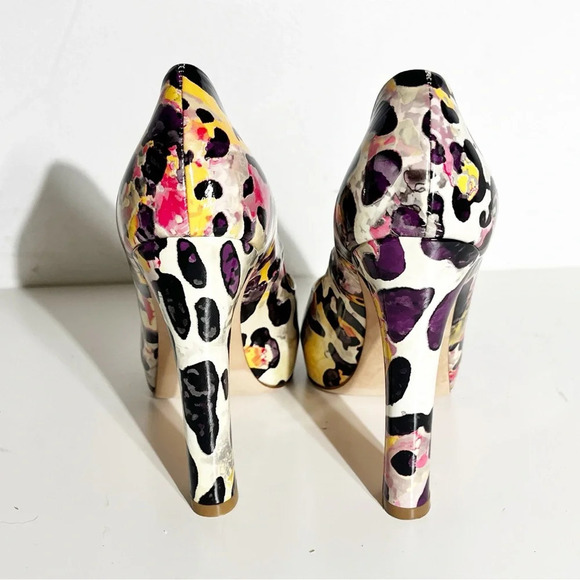 New Roberto Festa Peep toe patent multicolor print platform heels pumps size 36 - Picture 4 of 6